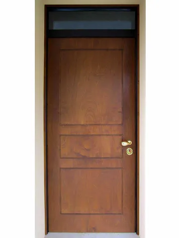 Portoncino d'ingresso blindato bugnato con sopraluce