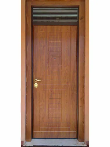 Portoncino d'ingresso blindato bugnato con sopraluce