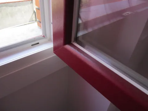 Particolare della pellicola rosso vino (lato esterno)